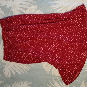 Red with white polka dot skirt